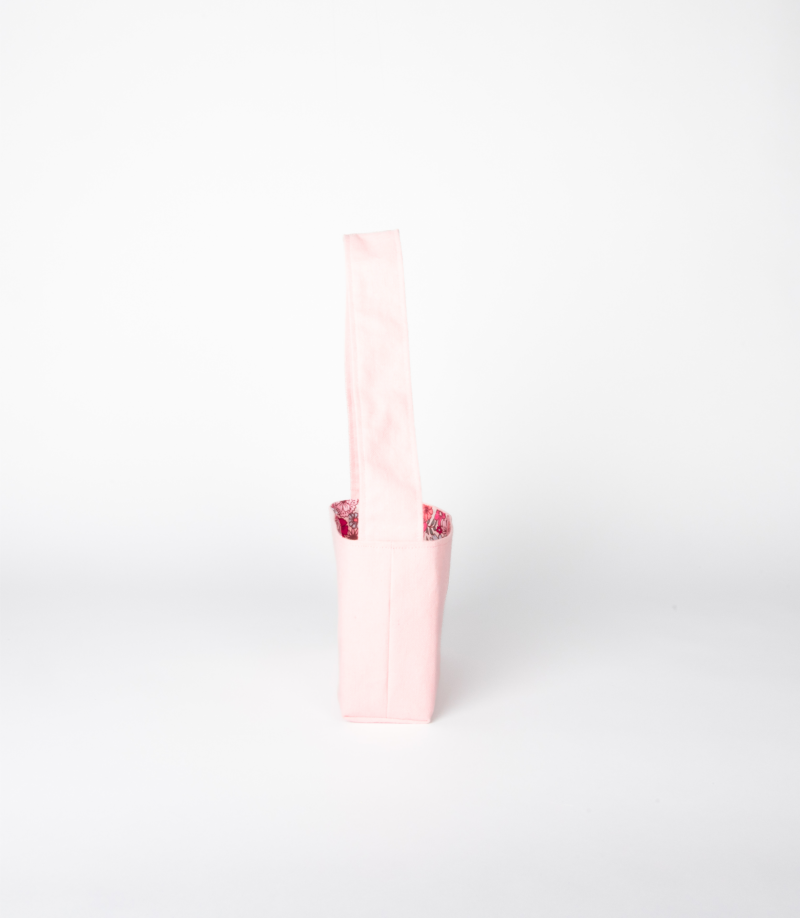 Mini sac rose pastel Theana – vue de profil mini sac en tissu rose pastel vu de profil – marque Theana