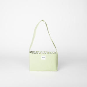 Mini sac vert pomme Theana en coton avec bouton aimanté mini sac en coton vert pomme avec doublure fleurie et bouton aimanté – marque THEANA