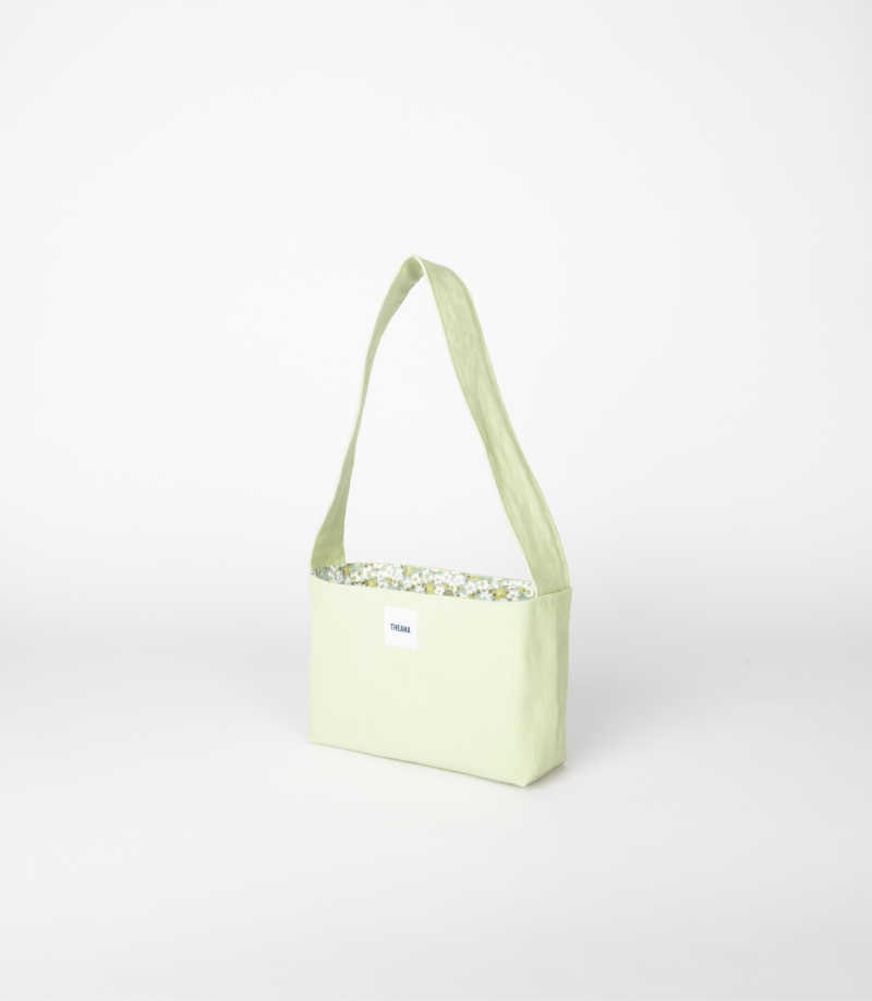 Mini sac en coton vert pomme THEANA – vue 3/4 mini sac en coton vert pomme – vue 3/4 – marque Theana
