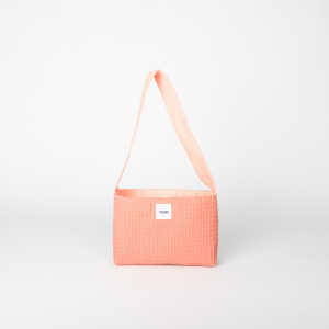 mini sac en tissu nid d’abeille terracotta avec doublure unie couleur pêche – marque THEANA