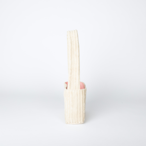 mini sac beige en velours côtelé vu de profil – marque THEANA