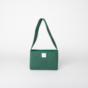 Mini sac vert sapin THEANA en tissu mini sac vert sapin en tissu avec doublure assortie et bouton aimanté – marque Theana