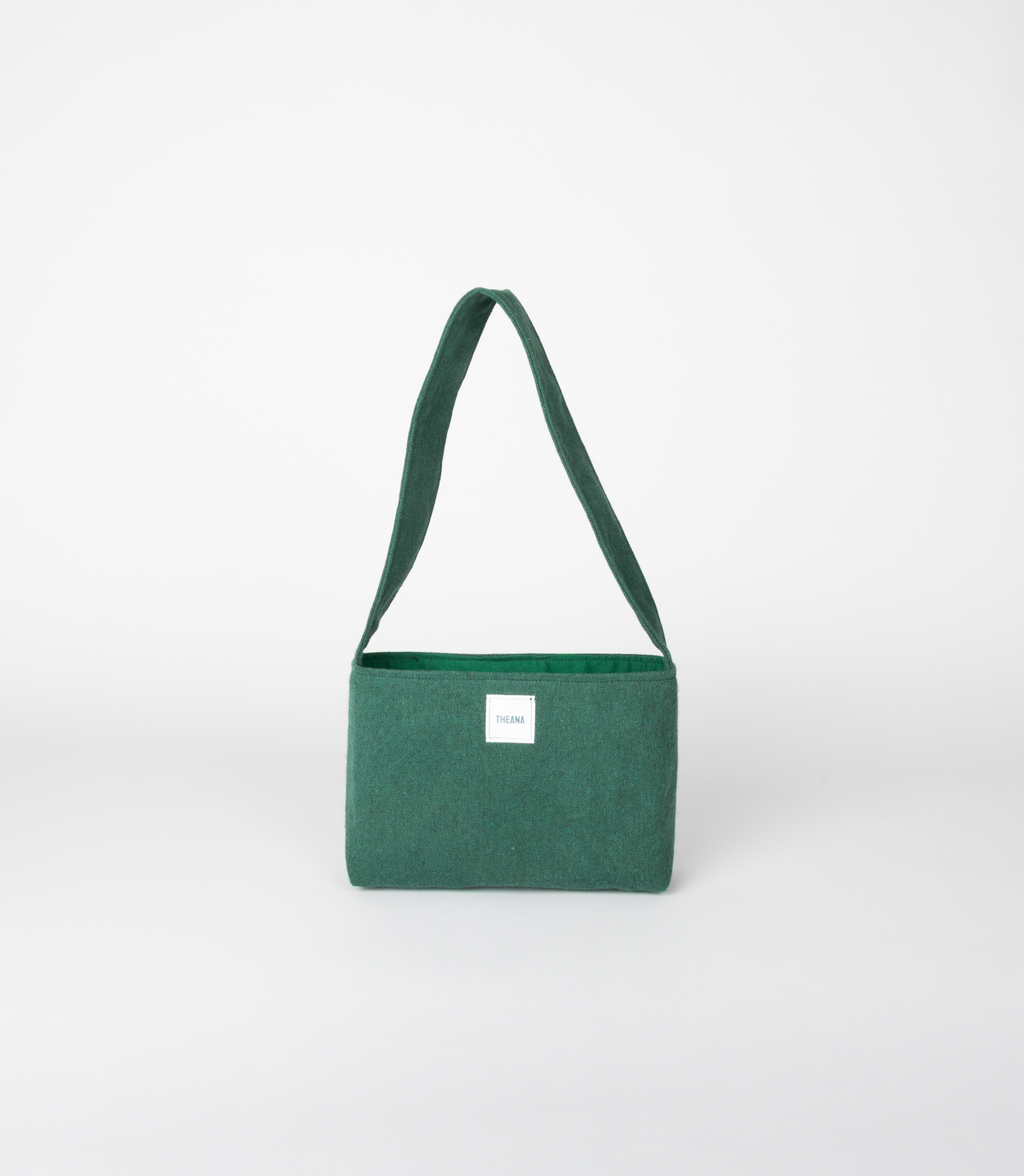 mini sac vert sapin en tissu avec doublure assortie et bouton aimanté – marque Theana