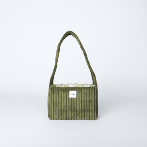 mini sac en velours côtelé vert avec doublure coton fleurie – marque THEANA