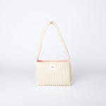 Mini sac beige Theana en velours côtelé mini sac beige en velours côtelé avec doublure assortie et bouton aimanté – marque THEANA