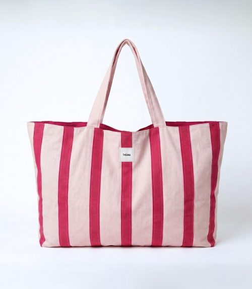 BERRY SWIRL - Tote XL rayé rose & framboise