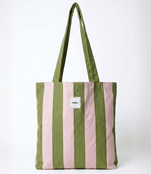 SUMMER SWIRL - Tote rayé rose & vert