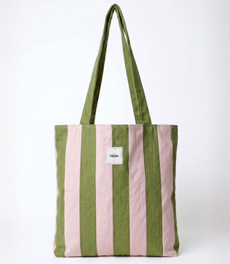 95 SUMMER SWIRL - Tote rayé rose & vert