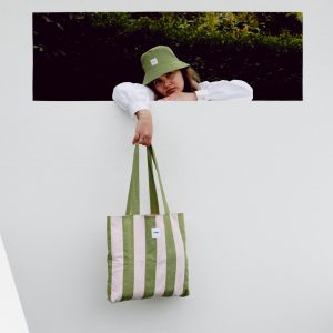 96 SUMMER SWIRL - Tote rayé rose & vert