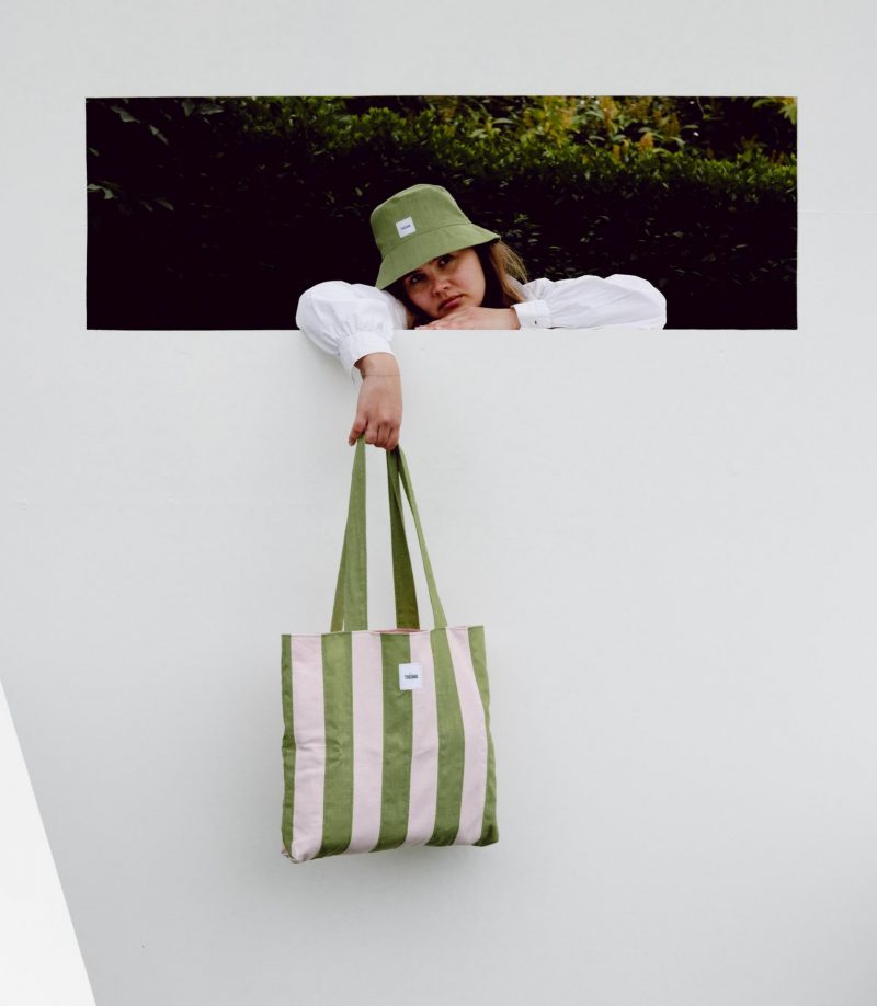 96 SUMMER SWIRL - Tote rayé rose & vert