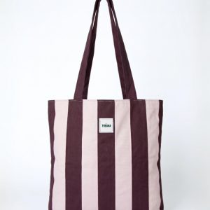 97 COCOA BLUSH – Tote rayé marron chocolat & rose poudré