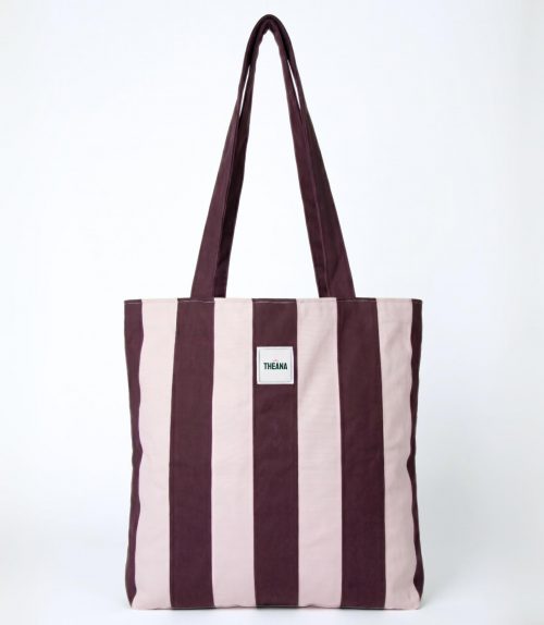 COCOA BLUSH – Tote rayé marron chocolat & rose poudré