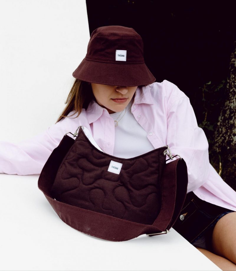 Mini sac marron porté épaule THEANA