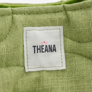 Détail étiquette mini sac vert THEANA