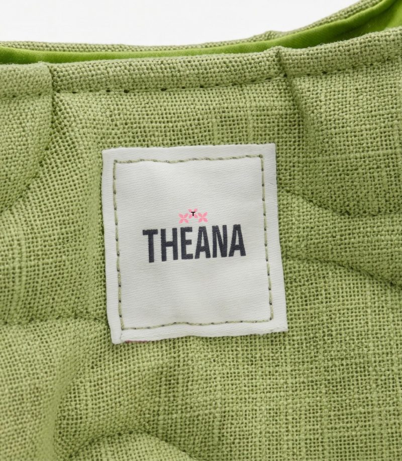 Détail étiquette mini sac vert THEANA