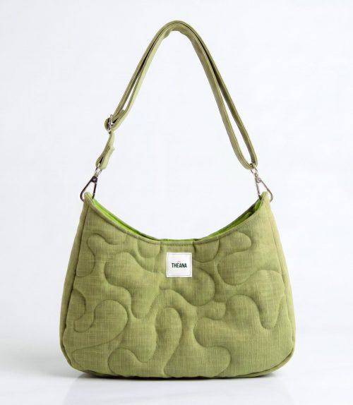 SOFT MATCHA – THEANA Mini sac vert en ramie et coton THEANA – fabrication française